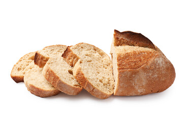 Pieces of fresh bread isolated on white