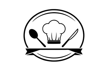 Chef hat with a spoon icon for restaurant menu design concept