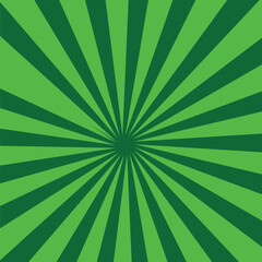 Sunburst background. Green sunbeam. Wallpaper with green sun burst. Backdrop for circus. Starburst with sunlight. Abstract retro background.