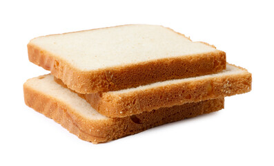 Pieces of fresh toast bread isolated on white