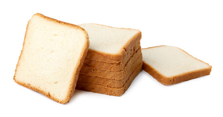 Pieces of fresh toast bread isolated on white
