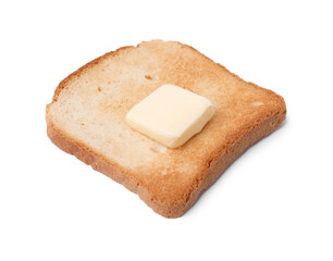 Tasty toast bread with butter isolated on white