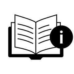 Knowledge Base Information. Open book with info icon representing searchable help articles Self-Service, Articles, Information Access