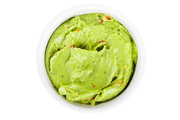 Guacamole dip avocado sauce cold appetizer vegetable pate dish organic product fresh tasty gourmet food background on the table rustic food top view copy space 