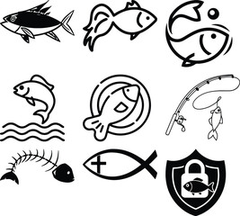 Fish Bundel simple icon. Vector ICON all icon Viktor	