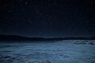 Mesmerizing Night Sky over a Vast, Expansive Desert Landscape A Stunning Display of Celestial Wonders and Terrestrial Serenity