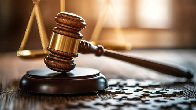 Wooden gavel and law books symbolize legal authority and court judgement