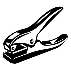 Monochrome illustration of a standard office paper hole puncher machine object