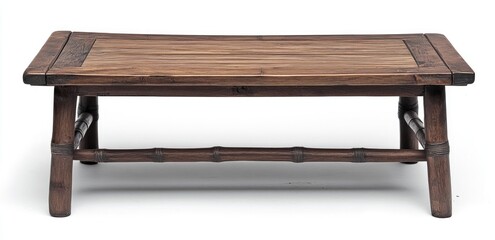 Wooden Coffee Table with Bamboo Legs