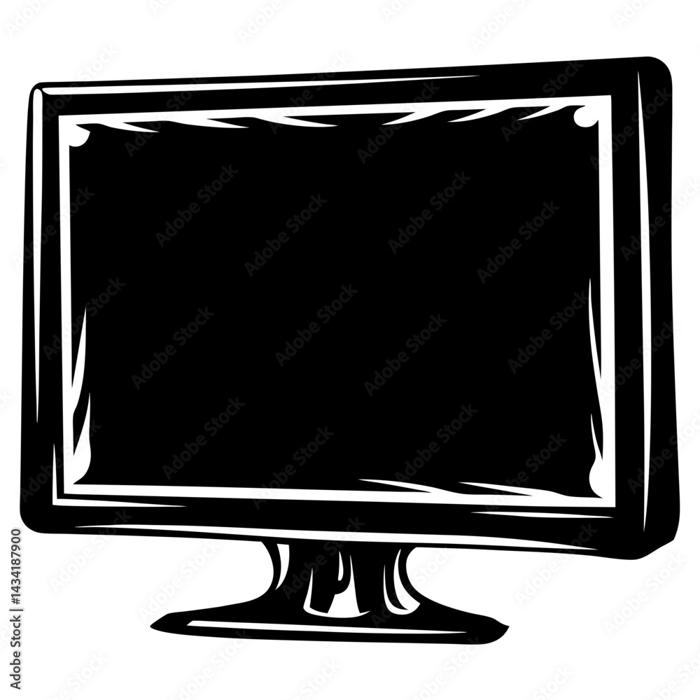 Poster stylized vector image of a computer monitor on a white background