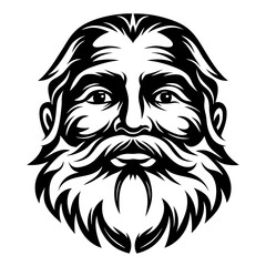 Monochrome artistic depiction of an elder with a full beard and hair