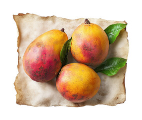 Fresh mangoes display on rustic tropical vibes isolated on transparent background