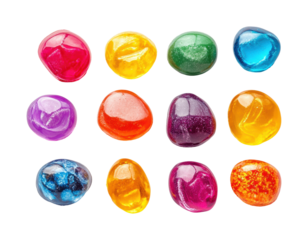 Colorful gemstones display bright beauty isolated on transparent background