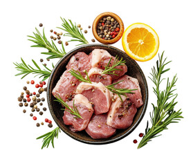 Cooking pork chops with herbs and spices kitchen food home culinary isolated on transparent background