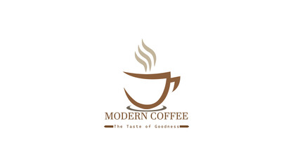 Coffee cup vector logo design on white background.