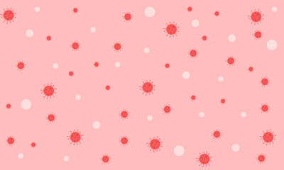 Background pattern of red viruses and white circles on pink