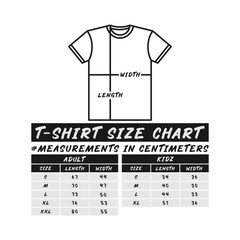 T-Shirt Size Chart Graphic.