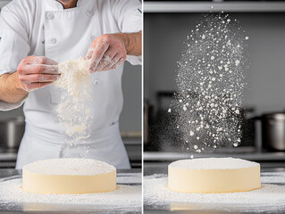 chef demonstrating folding technique for batters