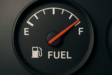 Close-up of a vehicle's fuel gauge