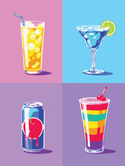 set of different cocktails