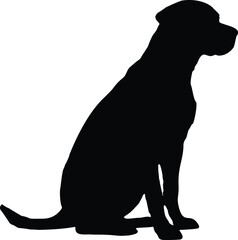 Rottweiler Dog Sitting Side view Silhouette Illustration Vector