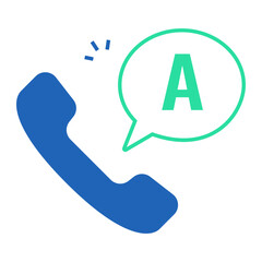 Phone Support Answer. Phone icon with A speech bubble indicating reply or agent response
