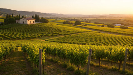 Fototapeta premium The image shows a vineyard in Tuscany