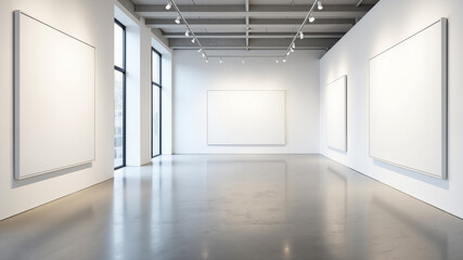 Obraz premium The image shows an empty room with white walls and large windows