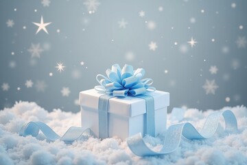 Gift in snowy winter scene