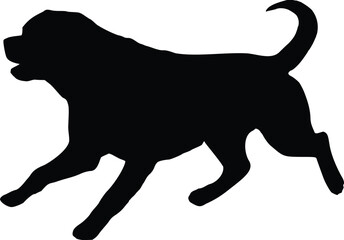 Running Rottweiler Dog Silhouette Illustration Vector