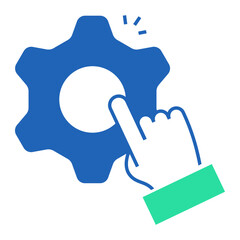 Settings Activation. Gear with hand pointer icon for enabling features or toggling configurations