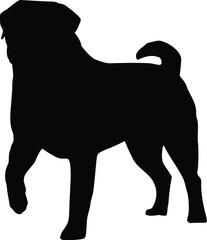 Rottweiler Dog Standing Silhouette Illustration Vector
