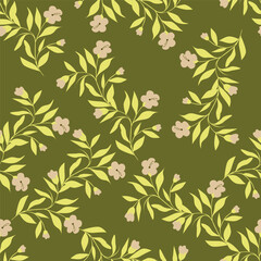 Christmas seamless pattern with berry and pine branch, winter design, hand drawn elements