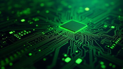 Abstract close-up of green computer circuit board	
