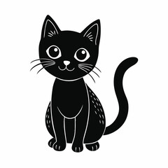 Obraz premium A silhouette of a black cat walking against a stark white background. The minimalist design emphasizes contrast and elegant feline motion.