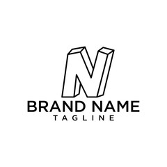 monogram at letter N line art modern logo	
