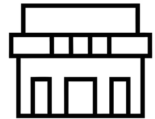 Shop front with sign icon