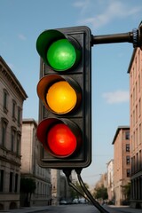 Traffic light icon in minimal style, simple traffic signal illustration, red, yellow, green, road, transportation, control, safety, minimal, street, direction, sign, urban, travel, stop, go, caution, 