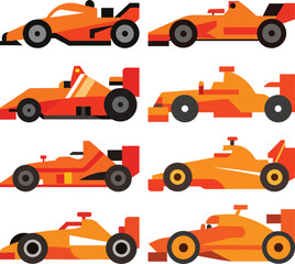 Set of formula 1 car vector illustration