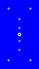Blue screen, chromakey background. Blank blue background with VFX motion tracking markers. Chroma key background for keying, motion graphic and video effects.