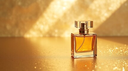  Luxury Perfume Bottle Mockup on Gold Textured Background