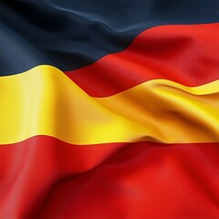 Obraz premium Vibrant German flag with black, red, and gold waving in the wind