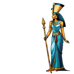 egyptian queen in historical dress vector illustration with white area for insertion
