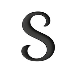 Naklejka premium Elegant Black Letter S 3D Render for Design Projects