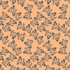 Fototapeta premium Vintage Floral patterns seamless background border embroidery ethnic batik retro. Flower motifs paisley batik. Blue silhouette watercolour flowers ikat design hand drawn. Vector illustration