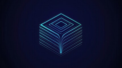 A high-end abstract logo for 'EIAI' (AI-integrated education). Combine a book icon with AI elements (e.g., nodes, binary flow) in a single minimalist shape. Thin lines, negative.
