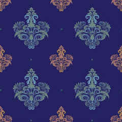 Vector illustration of Abstract Seamless pattern, classic flowers and leaves