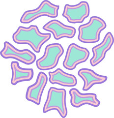 Vibrant abstract blob shapes featuring layered colorful outlines. Perfect for playful backgrounds, modern designs, posters, stickers, and creative digital compositions.