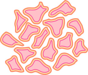 Vibrant abstract blob shapes featuring layered colorful outlines. Perfect for playful backgrounds, modern designs, posters, stickers, and creative digital compositions.