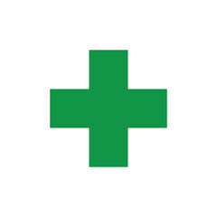 Simple green medical cross icon vector design. Medical green cross vector. Green plus flat. Medical cross icon. Medical plus symbol icon.